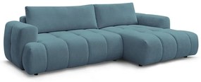 Kék kinyitható-tárolóhelyes sarokkanapé (jobb oldali-heverő résszel) Fuji – Bobochic Paris