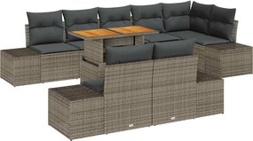 vidaXL Kert étkező szett párnával 9 pcs Szürke és Barna