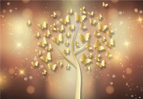 Fotótapéta Arany pillangók Fa Stílus 368x254 vinil +ragasztó