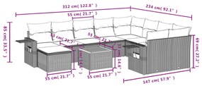 11részes vegyes bézs polyrattan kerti ülőgarnitúra párnákkal