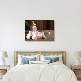 Üveg kép - Gyertya és orchidea (70x50 cm)