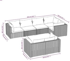 7 részes barna polyrattan kerti ülőgarnitúra párnákkal