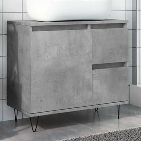 Betonszürke szerelt fa fürdőszobai mosdószekrény 65x33x60 cm