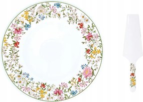 Tálaló tányér 32cm spatula színes virág motívum ajándékba