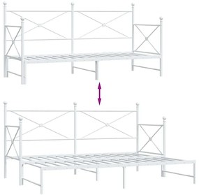Daybed with Trundle without Mattress White 90x190 cm acél