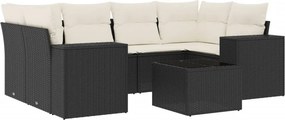 vidaXL 7 részes fekete polyrattan kerti ülőgarnitúra párnával