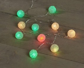 Világító gömbök 2,7cm, 10LED, 1 m, színes, elemes