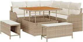 vidaXL Kerti Kanapé Szett párnával tárolóval 8 pcs Beige és krém