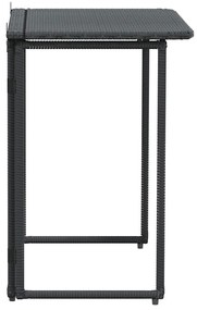 fekete polyrattan összecsukható kerti asztal 90x51x75 cm