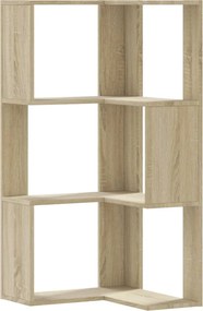 vidaXL 3 szintes sonoma tölgy szerelt fa sarok könyvespolc 50x50x102cm