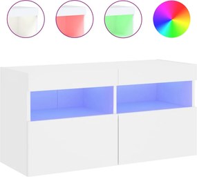 vidaXL fehér falra szerelhető TV-szekrény LED-lámpákkal 80x30x40 cm