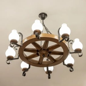 Brilagi - Láncra szerelt ROATA csillár 8xE14/40W/230V, átmérő 70 cm, bükk/dió