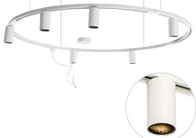 Modern függesztett sínrendszer 6 fehér spotlámpával, 1 fázisú GU10 50 mm - Iconic Ruby Honey