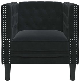 Chesterfield Kanapé Szék Fekete 71 x 74.5 x 70.5 cm Bársony