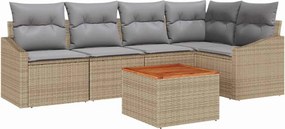 vidaXL Kerti Kanapé Szett 6 pcs Beige és Világosszürke polirattan