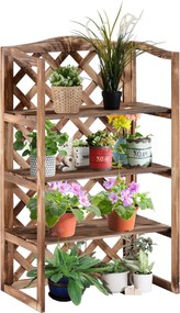 Outsunny Virágállvány Virágpolc Növényállvány Virágbútor 3 Szintes Fenyőfából (Model8) | Aosom