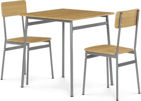 2 személyes tölgy színű MDF étkezőgarnitúra 70x70x76 cm – AUT-O2122 OAK