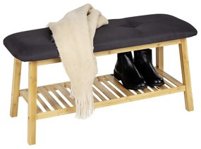 Fekete-natúr színű bambusz ülőkés cipőtartó Ecori – Wenko