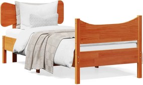 vidaXL viaszbarna tömör fenyőfa ágy matrac nélkül 90 x 190 cm