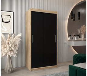 Ruhásszekrény 100 cm Toki (szonoma tölgy + matt fekete). 1064801