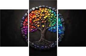 Kép – Fa színes szívekkel (90x60 cm)