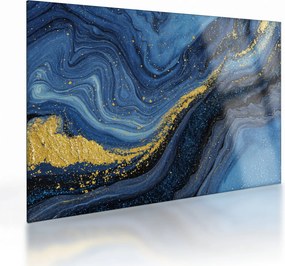 Üveg kép - Kék-arany absztrakció (70x50 cm)
