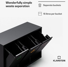 Klarstein Ordnungshüter 3, szemetes, 45 literes, 3 szelektív hulladékgyűjtő kosár, falra szerelhető