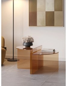 Barna üveg kerek dohányzóasztal szett 2 db-os ø 80 cm Velta – MOME