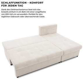 Venezia sarokkanapé, kordbársony, univerzális oldal, hab töltet, bézs