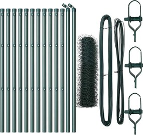 vidaXL Kerítésoszlop Zöld 25 x 0,4 m (36 mm rács) Acél és PVC