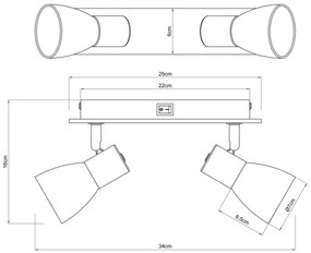 Globo 54307-2 - Fali spotlámpa CLAUDE 2xE14/40W/230V fekete