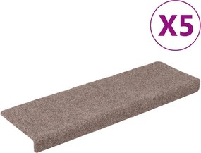 vidaXL 5 db öntapadós lépcsőszőnyeg 65 x 21 x 4 cm világosbarna téglalap alakú széllel