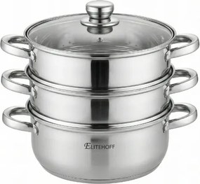 Elitehoff Gőzfőző fazék 4L Rozsdamentes acél 3 szintes Indukciós 22cm