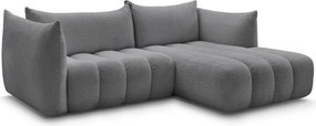 Szürke buklé sarokkanapé (jobb oldali-heverő résszel) Azra – Bobochic Paris