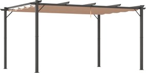 Outsunny Pergola Pavilon Állítható Folyóka Tetővel 3 x 4 m Teraszi Napernyő Alumínium Napvédő Borító Terasz Kert Szürke+Barna | Aosom