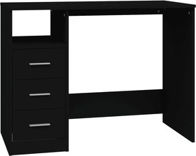 vidaXL fekete szerelt fa íróasztal fiókokkal 102 x 50 x 76 cm