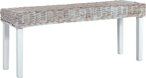 vidaXL fehér természetes kubu rattan és tömör mahagóni fa pad 110 cm