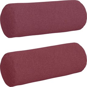 vidaXL Hengerpárnák 2 pcs Bordó Ø 25 x 70 cm szövet