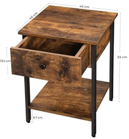 Éjjeliszekrény, oldalasztal fiókkal és polccal 40 x 55 x 40 cm
