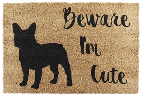 Kókuszrost lábtörlő 40x60 cm Beware I'm Cute French Bulldog – Artsy Doormats