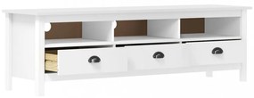 Hill fehér tömör fenyőfa TV-szekrény 158 x 40 x 47 cm