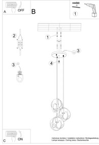 Sollux SL.1084 - Csillár zsinóron TULOS 3xE27/60W/230V fehér