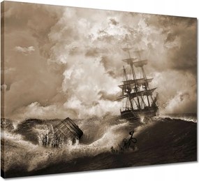 Vászonkép 50x40 Vihar Tenger Hajó Tájkép