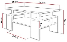 Kávésasztal CUBE 50x110 cm sonoma tölgy