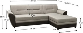 Kinyitható ülőgarnitúra, barna/szürkésbézs taupe, jobbos, SEVARD ROH
