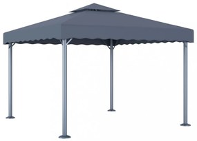 antracitszürke alumíniumpavilon LED fényfüzérrel 300 x 300 cm