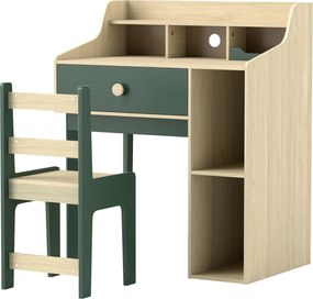 AIYAPLAY Gyerek Íróasztal és Szék Készlet 3-10 Éves Gyerekeknek, Fiúk és Lányok Íróasztala Székkel, Polcokkal és Fiókkal, Gyerekasztal Székkel Tanulmá