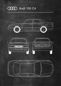 Poszter Audi 100 C4 Retro Patent Poster