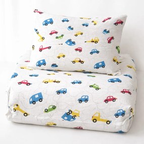 Muszlin ágyneműhuzat kis autó TiaHome - 1x Párna 90x70cm, 1x Paplan 140x200cm