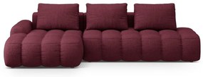 Borvörös kinyitható-tárolóhelyes sarokkanapé (bal oldali-heverő résszel) Linz – Cosmopolitan Design